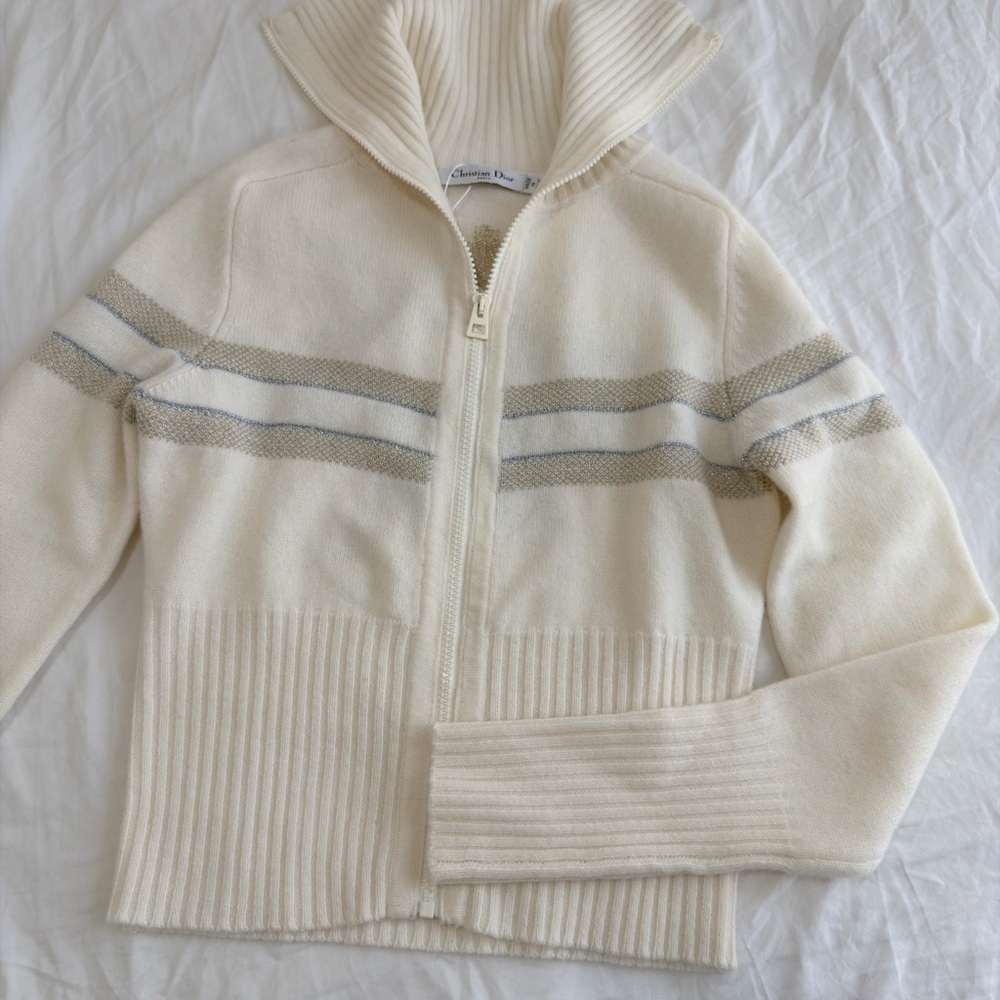 Dior Cream and Gray Knit Sweater